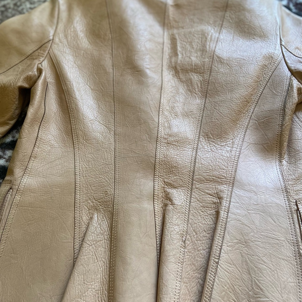 Authentic Burberry Leather Fitted Jacket, S. - image 3